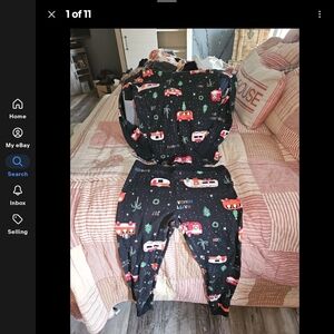 Black Pajama Set with Colorful Camper Design